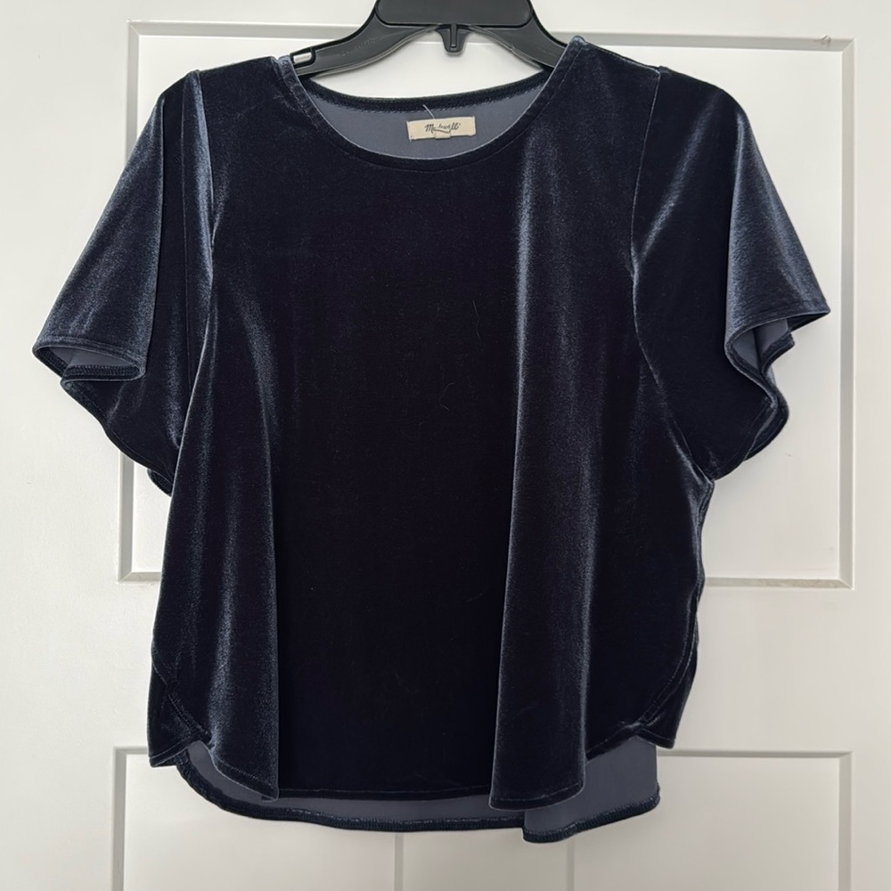 Madewell navy velvet top